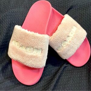 NWOT Coach Pink & Cream Slippers/Slides with Plush Upper